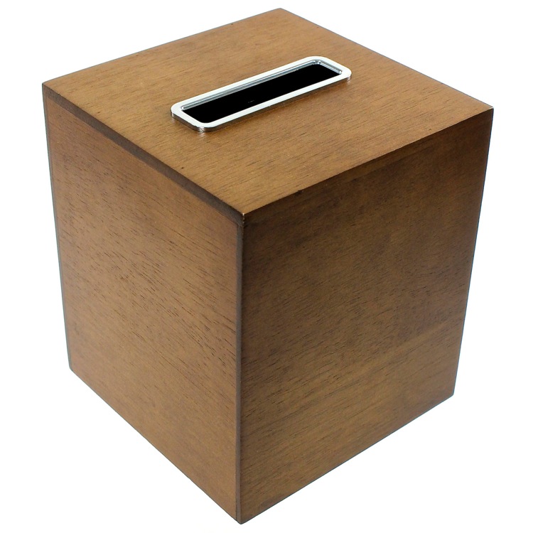 Tissue Box Cover, Gedy PA02-31, Tissue Box Made From Wood in a Brown Finish